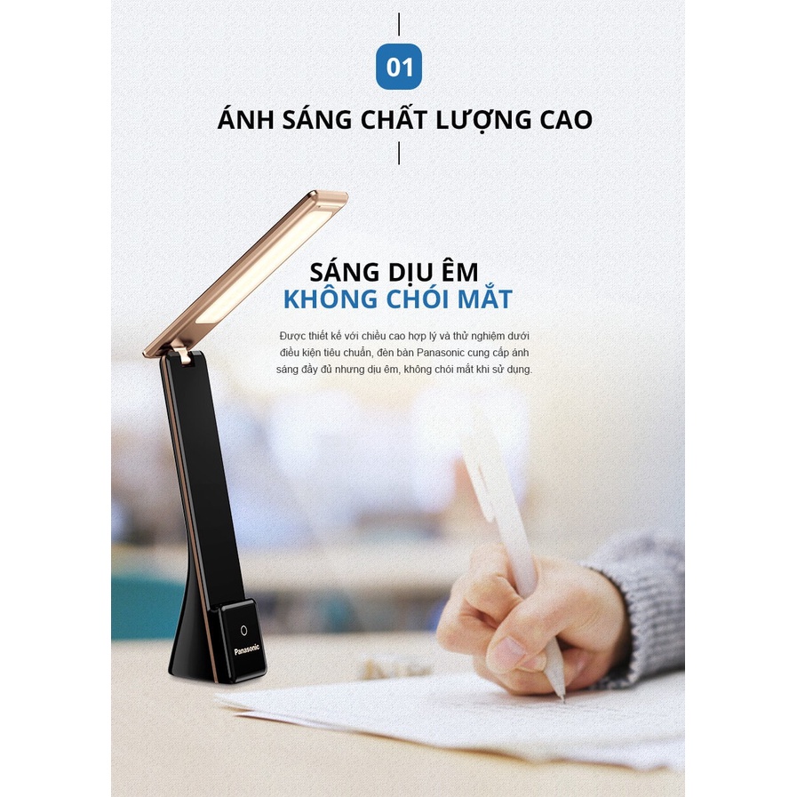 Ảnh Đèn Bàn Pin sạc PANASONIC 5W Nhỏ gọn, gập để bật tắt, chạm cảm ứng, không ánh sáng xanh bảo vệ mắt 4