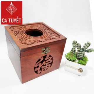 [Siêu Rẻ]Hộp gỗ hương đựng giấy trạm hoa dây cao cấp