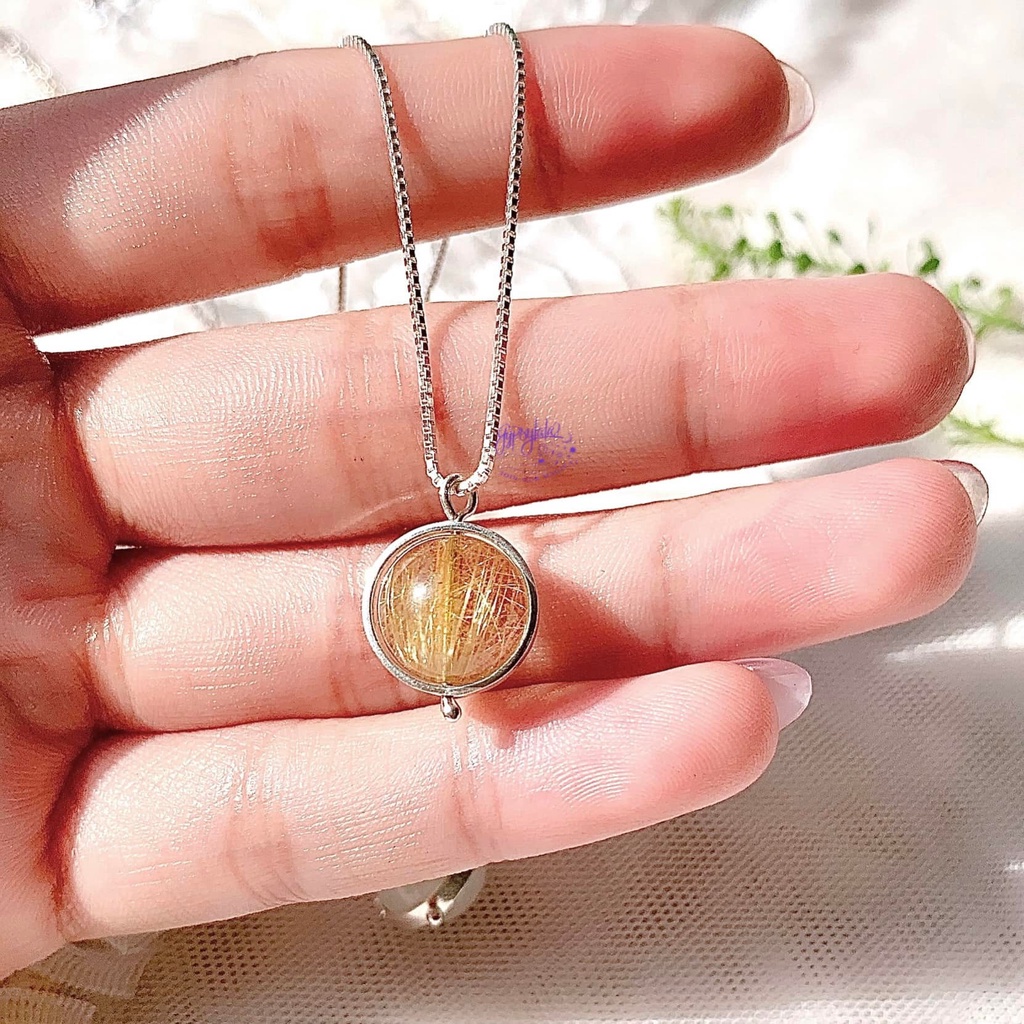 Ảnh Dây Chuyền Khung Bạc 925 Đá Thạch Anh Tóc Vàng May Mắn Tài Lộc SP003223 Gypsy.lala 3