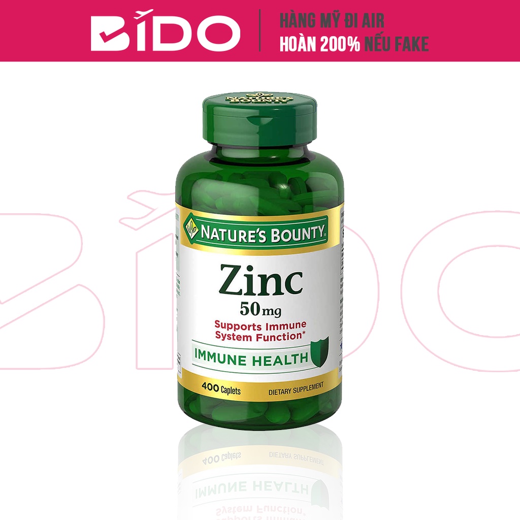 [Hàng USA] Viên kẽm NATURE'S BOUNTY Zinc 50mg (400 viên) Thực phẩm