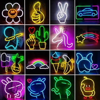 SIZE CỰC LỚN TẶNG MÓC TREO ĐẦU CẮM SẴN Đèn LED Neon thiết kế trang trí decor nhiều mẫu trên nền mica hình CUTE MOXI.