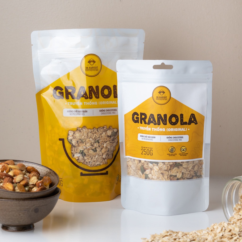 Ảnh Granola DK Harvest 500g Vị Truyền Thống - Chứa 30% Hạt, Nguyên Liệu Chất Lượng Cao | Hỗ Trợ Giảm Cân, Tốt Cho Tim Mạch 1
