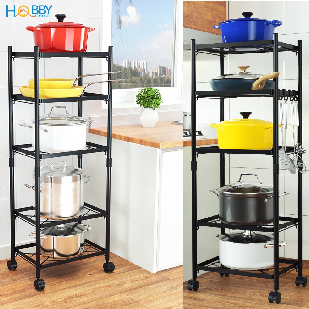 Kệ đựng xoang nồi dụng cụ nhà bếp 5 tầng Hobby Home Decor KB5T có bánh xe