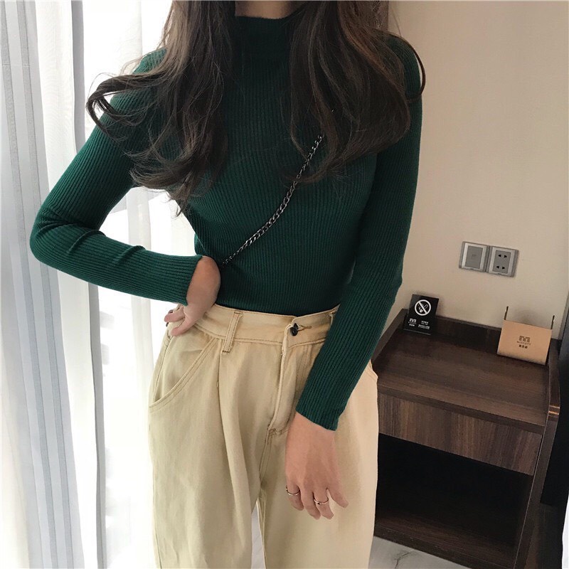 Áo len nữ, áo len tăm cổ 3 phân mềm mịn cực xinh ( Xoaistore)