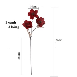 Hoa giả - Hoa hải quỳ giả 66cm cành 3 bông decor, trang trí nhà cửa văn phòng sang trọng