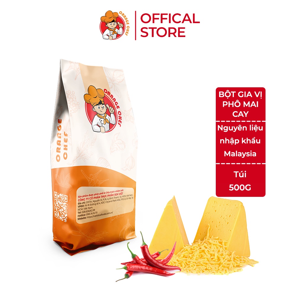 [Mã BMLTB35 giảm đến 35K đơn 99K] Bột Gia Vị Phô Mai Cay Spicy Cheese Seasoning - Orange Chef 500g Túi