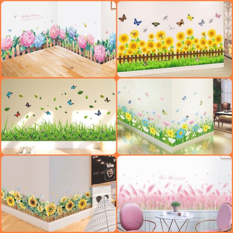Tổng hợp decal dán chân tường hoa cỏ siêu xinh | Shopee Việt Nam