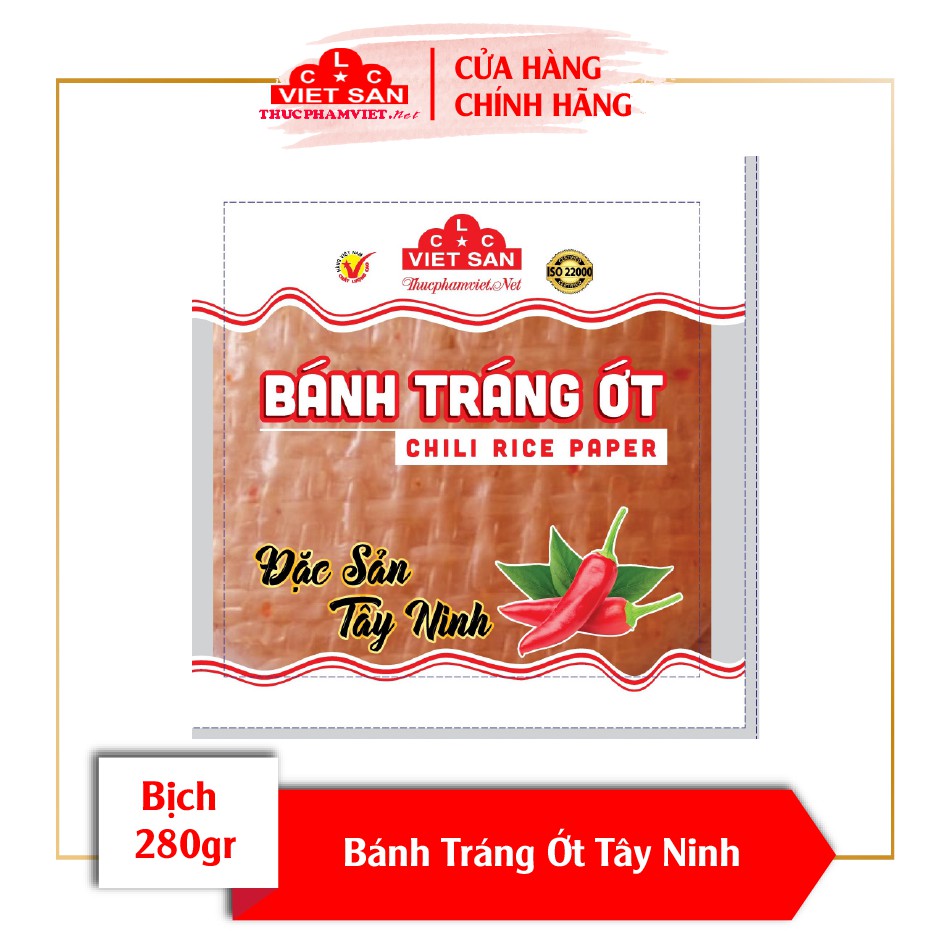 Bánh Tráng Ớt Tây Ninh Việt San Gói 280g - Vị Cay Nồng Dẻo Thơm Ăn Vặt Ngon