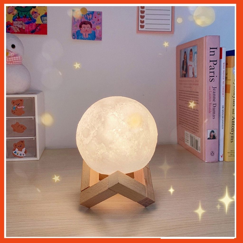 Đèn ngủ LED để bàn mini hình mặt trăng 3D làm quà tặng, decor bàn ...