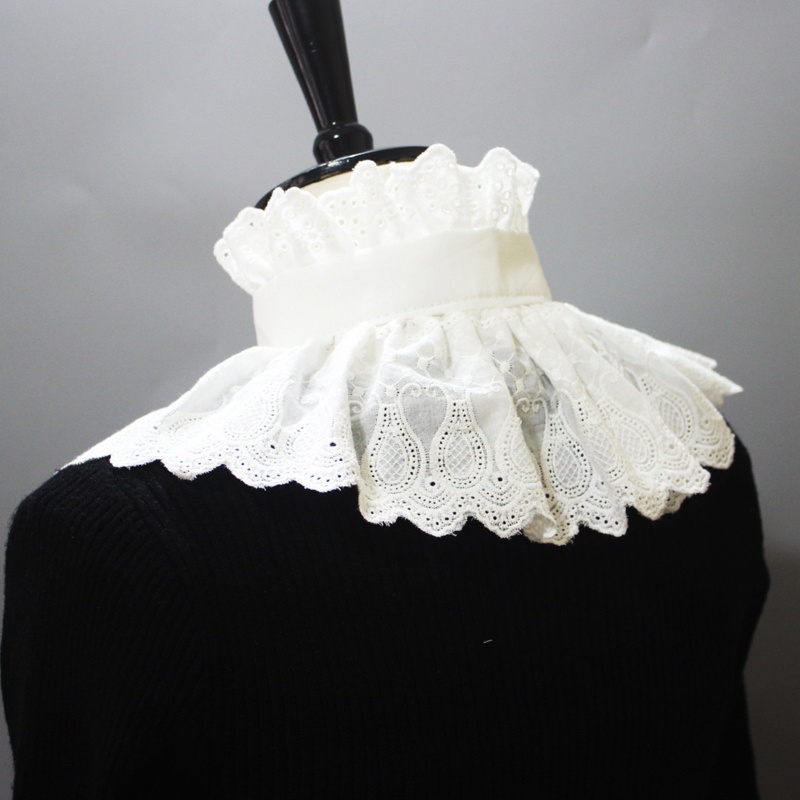 Dasbsug Nữ Vintage Thêu Paisley Khăn Choàng Lớn Xù Cổ Giả Steampunk Capelet