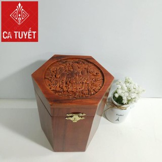 HỘP ĐỰNG CHÈ 3 ÔNG TAM ĐA GỖ HƯƠNG CAO CẤP