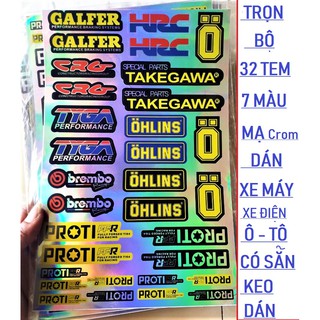 💥 TEM DÁN XE TRỌN BỘ 32 TEM MẠ Crom 7 MÀU LOGO - ĐỒ CHƠI XE MÁY💥