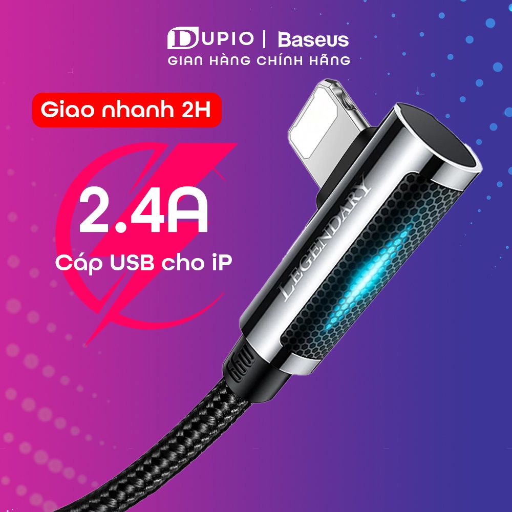 Dây cáp sạc nhanh DUPIO Baseus DS04 USB chữ L 90 độ chống mài mòn có đèn led dành cho gaming