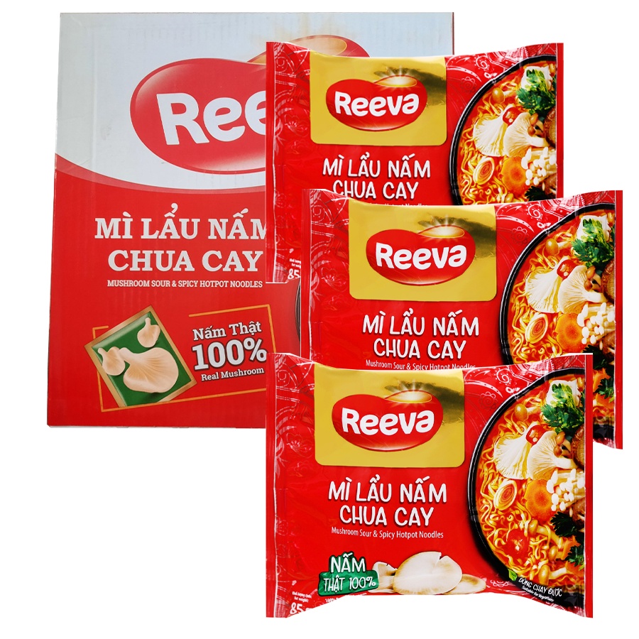 MÌ LẨU NẤM CHUA CAY REEVA - ĂN CHAY ĐƯỢC - 85G/GÓI - THÙNG 30 GÓI ...