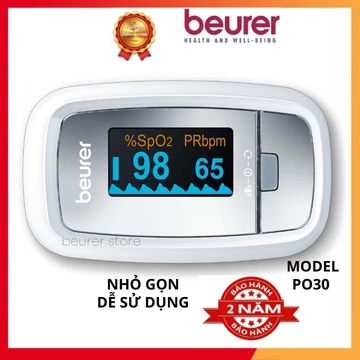 Máy đo nồng độ oxy (SPO2) và nhịp tim Beurer PO30 nhỏ gọn dễ sử dụng. Cảm biến đo SPO2 không gây đau