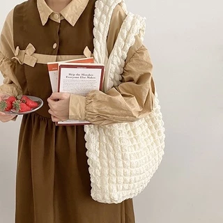 (5 màu) Túi tote form túi nylong vải dập phong cách Hàn Quốc, tiện lợi trendy, dạng túi đeo vai đơn giản.
