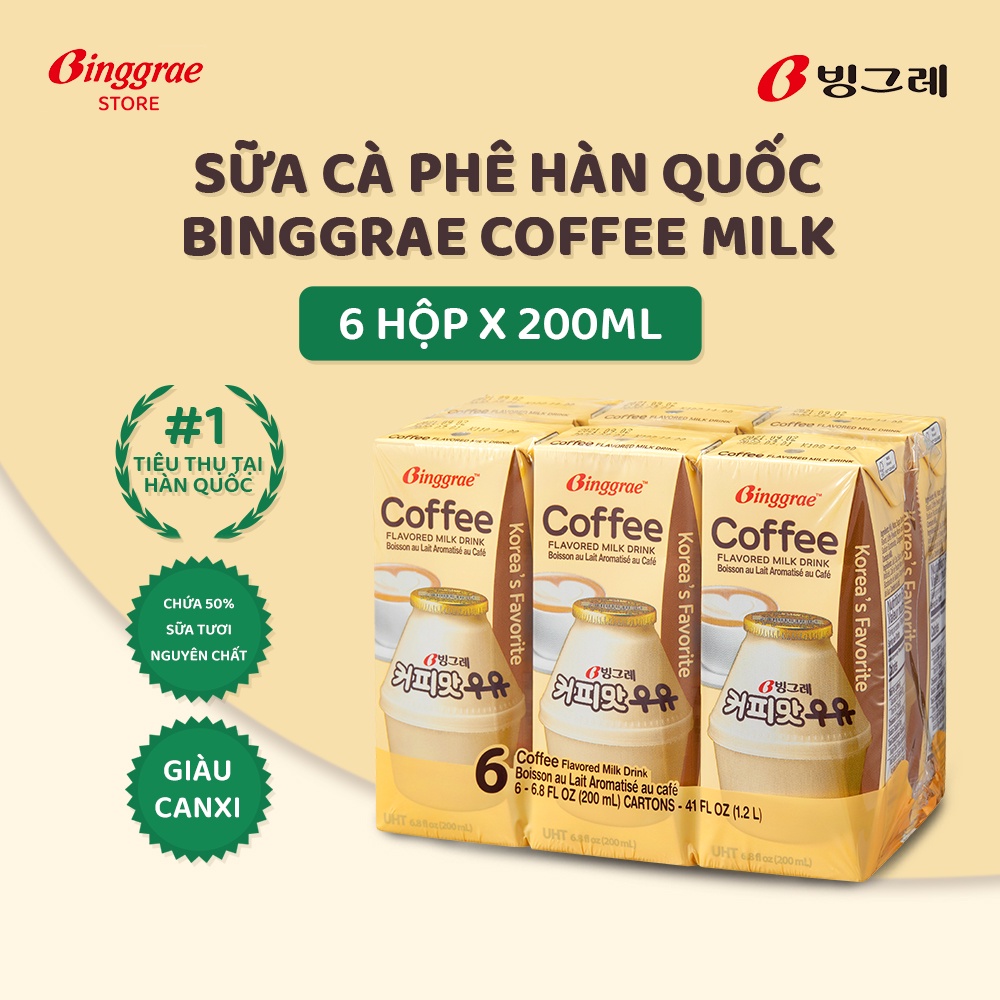 Lốc Sữa Cà Phê Hàn Quốc Binggrae Coffee Milk (200ml X 6 Hộp) | Shopee ...