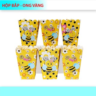(7 Mẫu)Hộp đựng bắp + tem cắm chủ đề bé gái SET 6 cái