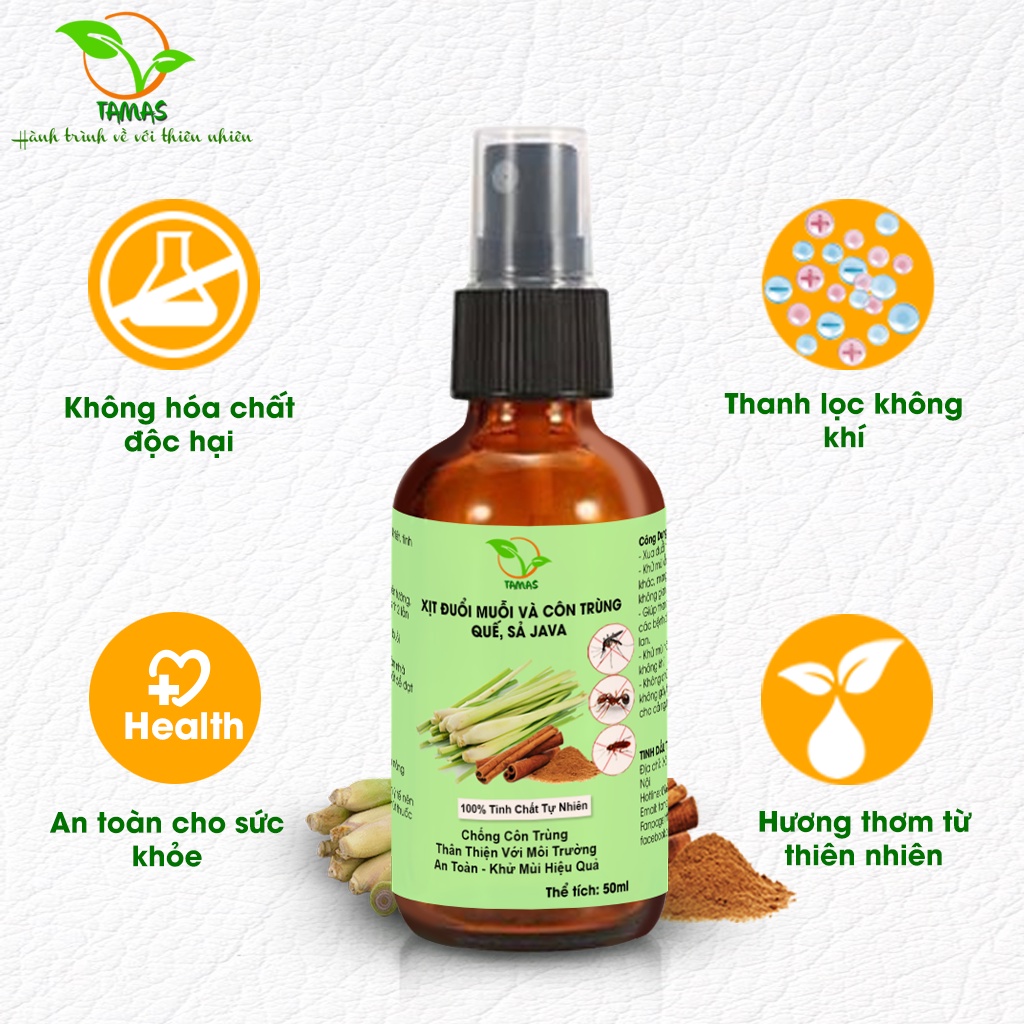 Ảnh Combo 3 Chai Xịt Phòng TAMAS 50ml Hương Quế Sả, Sả Chanh, Bạc Hà Giúp Khử Mùi, Thư Giãn, Đuổi Muỗi Và Côn Trùng Hiệu Quả 1