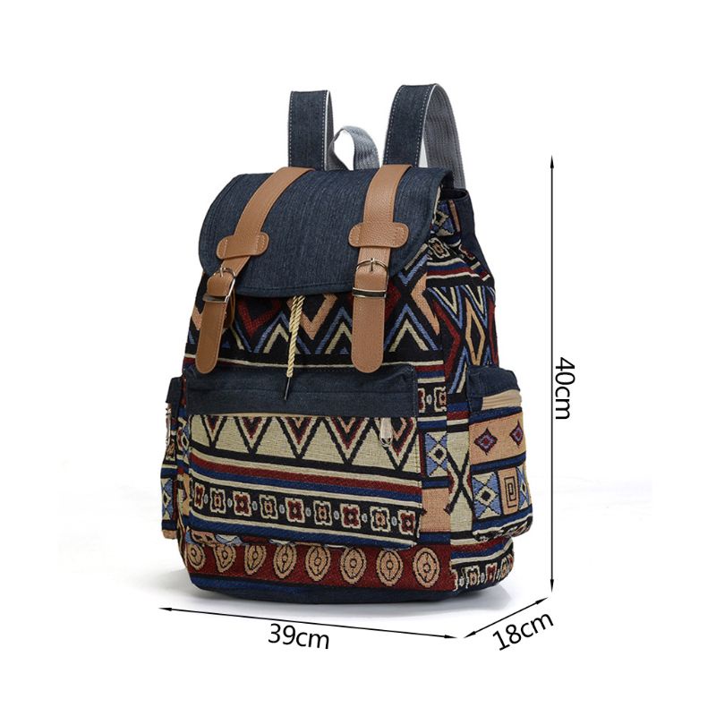 Dasbsug Nữ Canvas Vintinge Ba Lô Dân Tộc Ba Lô Bohemian Schoolbag