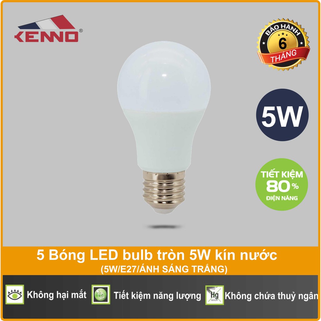 Bộ 5 Bóng Đèn Led Tròn 5W Khải Ân, Siêu Sáng, Tiết Kiệm Điện, Bộ 5 Bóng ...
