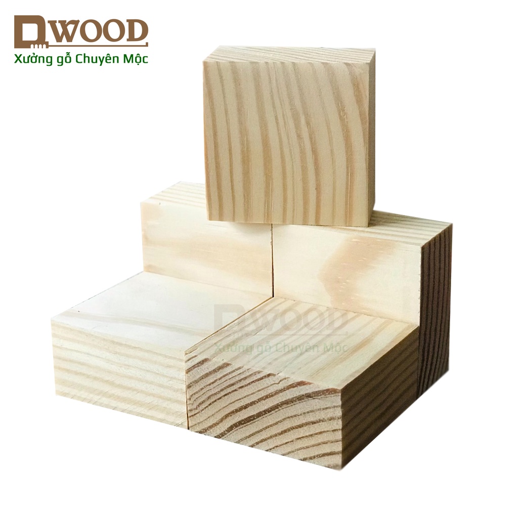 Ảnh Miếng gỗ thông Dwood vuông 5cm trang trí, kê chân tủ kệ 1