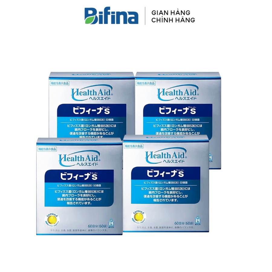 [Combo tiết kiệm 4 hộp] Men vi sinh Bifina Nhật Bản S 60 gói- Hội chứng ruột kích thích