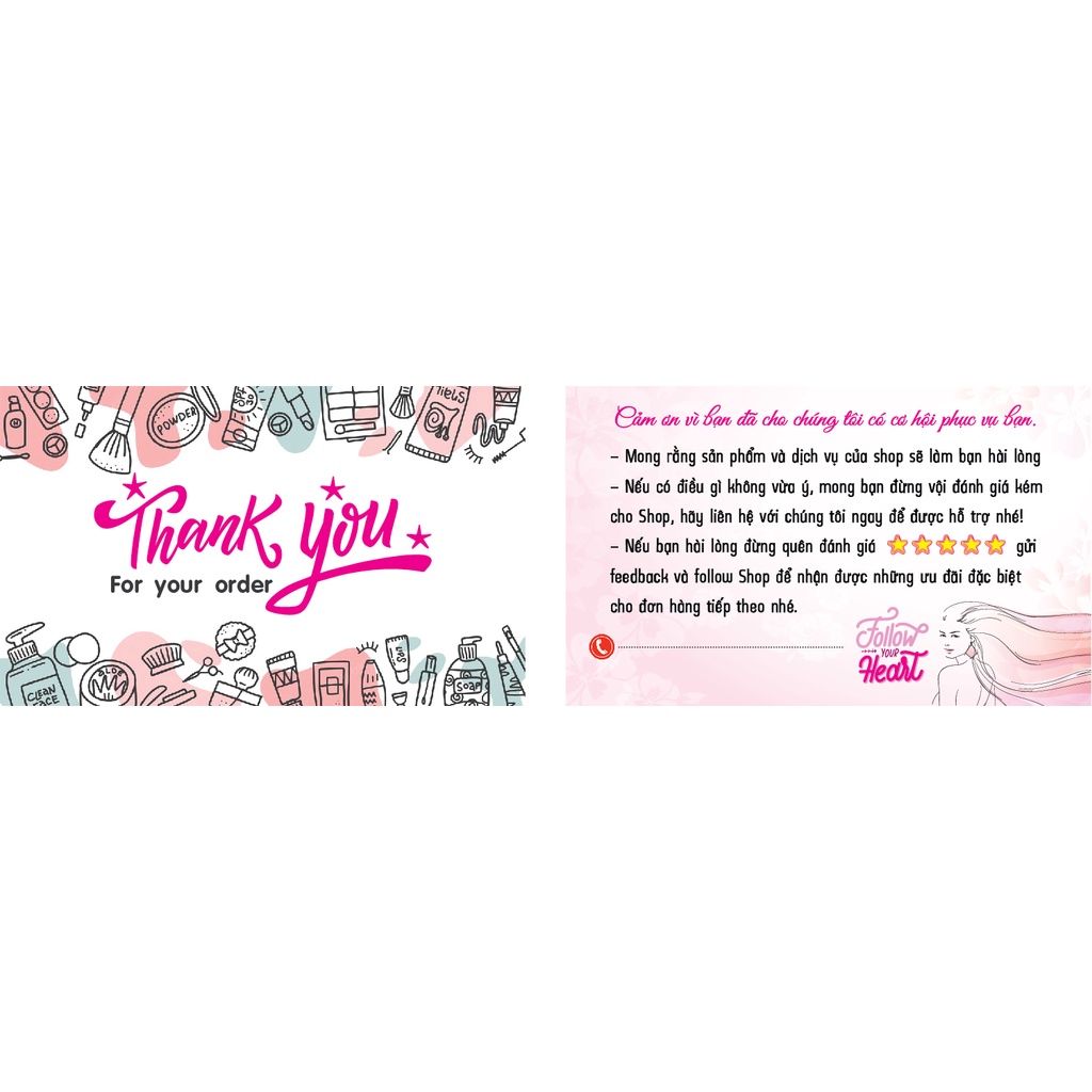 (NEW) 100 THẺ CẢM ƠN, Thiệp cám ơn, Thankyoucard cho shop bán hàng online bìa cứng  Size 9x5.4cm