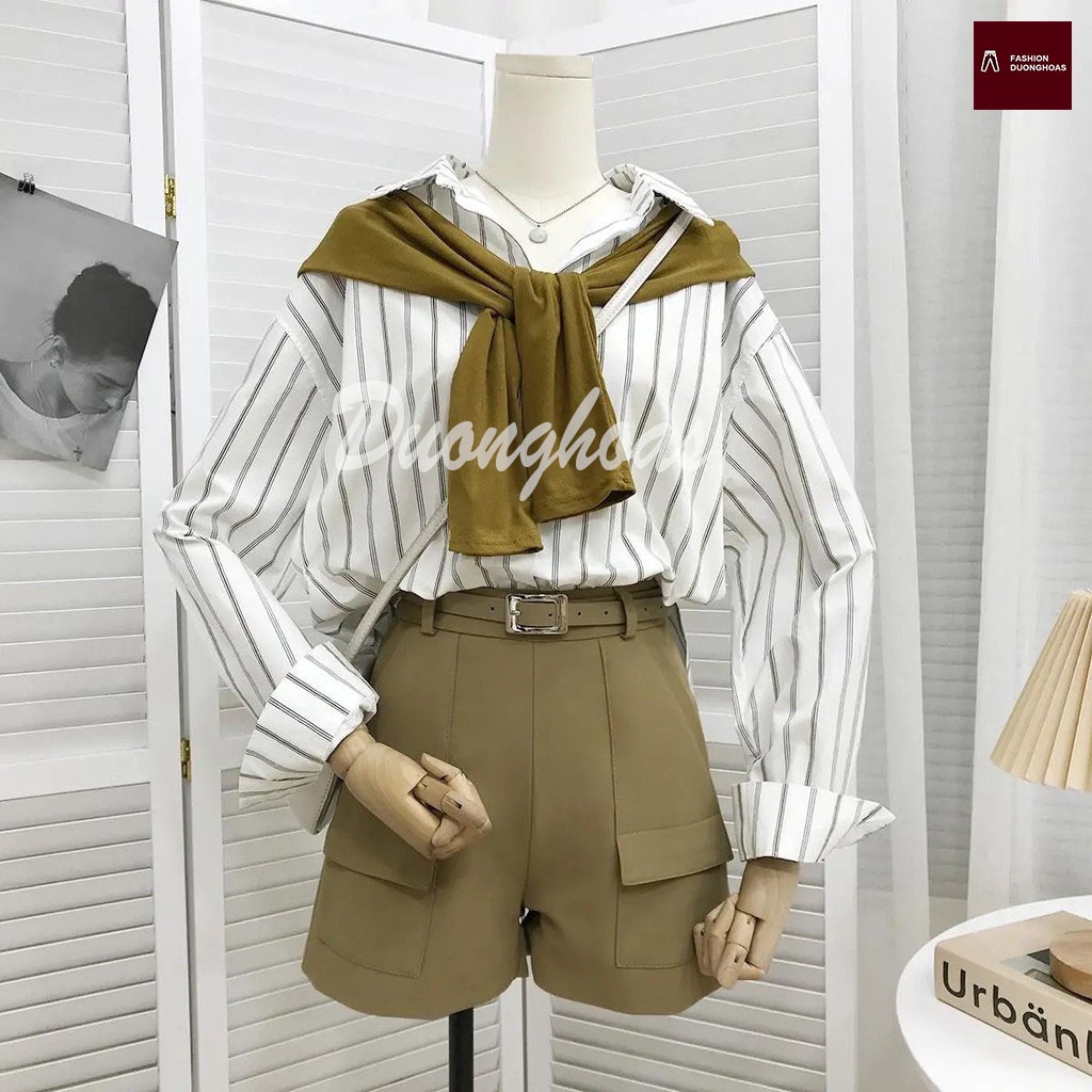 Quần short nữ cạp cao túi nắp không kèm đai 1 lớp mẫu mới siêu đẹp 2024