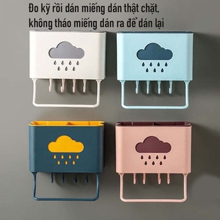 Ống đũa dán tường hình đám mây tiện dụng, Hũ đựng đũa nhà bếp không cần khoan tường