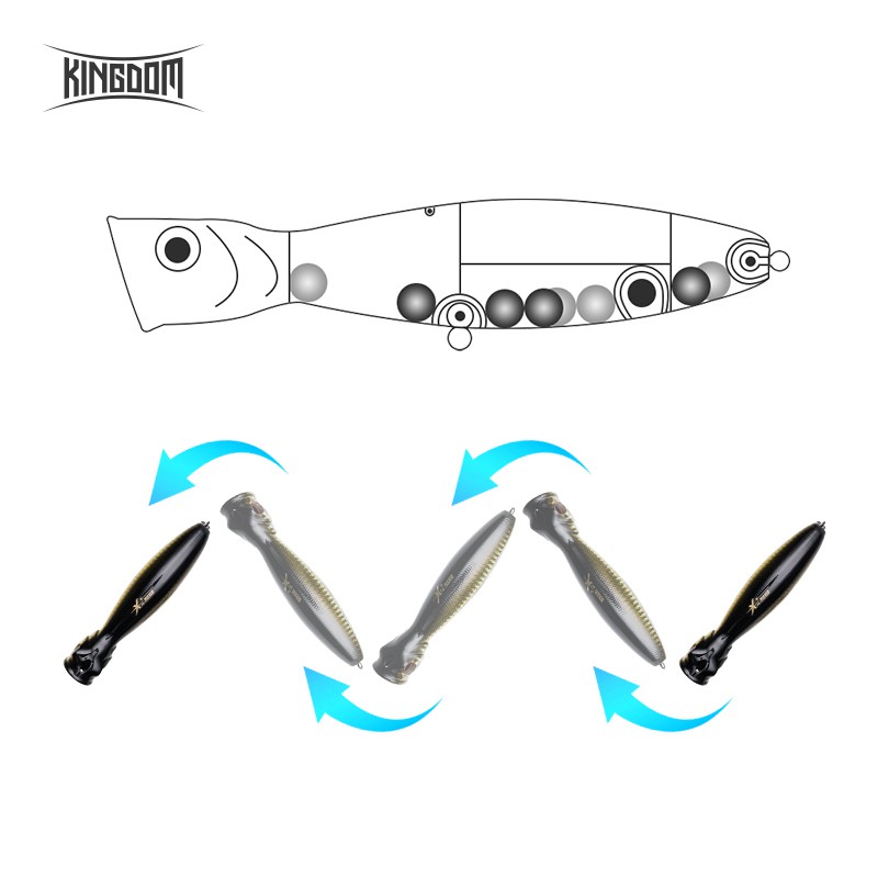 Ảnh Kingdom Mồi Câu Cá Nổi Popper 80mm / 9.5g 100mm / 16g 130mm / 36g Bass Mồi Chuột Lớn Có Lỗ Trên Đầu Mồi Câu Cá Topwater Model 5285 3