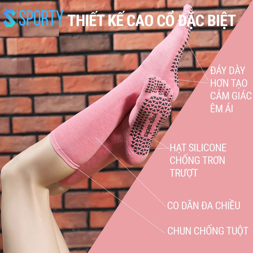 Tất Yoga Chống Trượt SPORTY Cổ Cao tập thể dục chống trượt êm ái, tránh hôi chân, đảm bảo an toàn