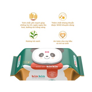 Khăn ướt có nắp KinKin hương trà xanh, không mùi gói 100 miếng