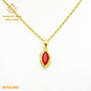 Dây Chuyền, Vòng Cổ Nữ Mặt Đính Đá, Titan Xi Mạ Vàng Non 24k Cao Cấp - Trang Sức Hava Hong Kong