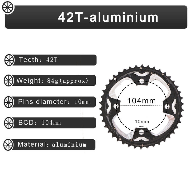 104 / 64BCD Chainring 24 / 26 / 32 / 38 / 42t MTB Xe Đạp Dây Xích Vòng Đôi / Ba Chainwheel Xe Đạp leo Núi Phụ Kiện Crankset