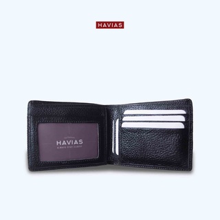 Ví Da Ngang HAVIAS Da Bò thật Crossgrain cao cấp gập đôi ngăn ảnh ZICA