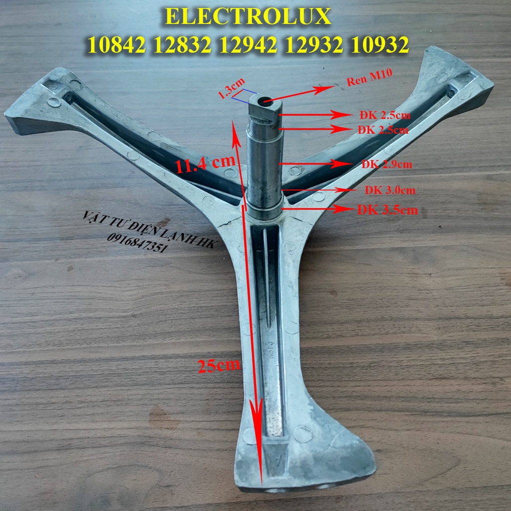 Trục càng 3 chạc máy giặt ELECTROLUX 8Kg EWF 10842 12832 12832S 9Kg ...