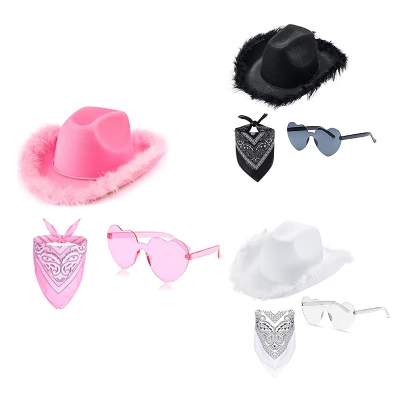 Bầu Trời Mũ Cao Bồi Kính Bandana Bộ Bachelorette Bandanas Cô Dâu Đảng Nón Bò Cô Dâu Mũ Nữ Trang Phục Dự Tiệc Cô Dâu