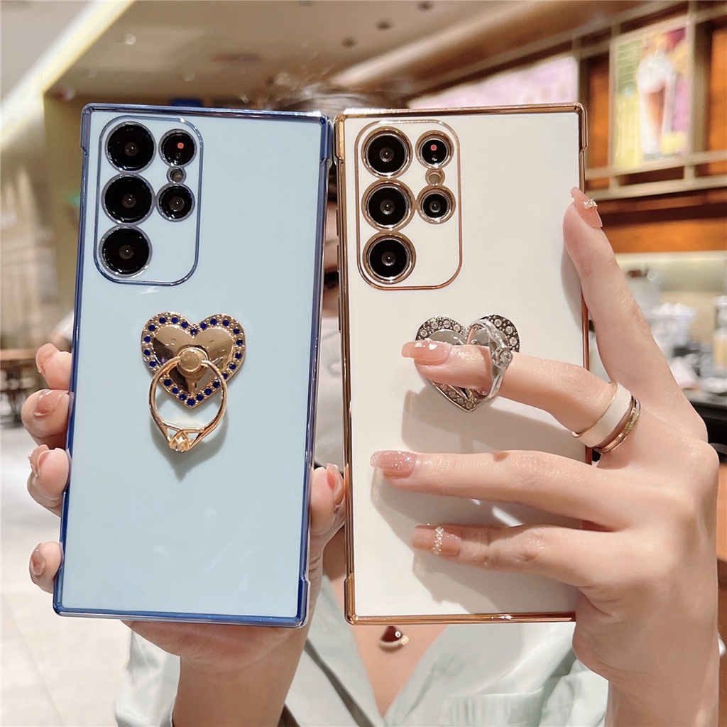 Mạ Nhẫn Trái Tim Tình Yêu Dành Cho Samsung Galaxy A55 A35 A24 A25 A15 A14 A13 5G A54 A53 A52 A34 A23 A52 A33 A12 Vỏ Điện Thoại Silicon Đứng