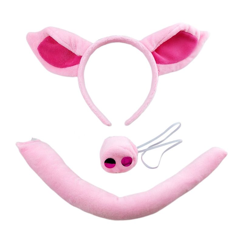 GOO Soft Pig Ear Headband Mũi Đuôi Lợn Hồng Bộ Trang Phục Trang Trí Tiệc