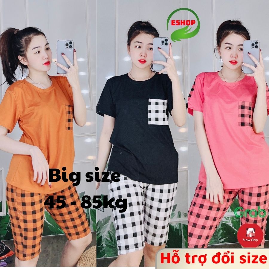 Đồ ngủ nữ trung niên quần lửng ngố Đồ bộ nữ đồ mặc nhà đẹp dễ thương bigsize thun cotton thể thao đồ bộ lửng ESHOP AD19