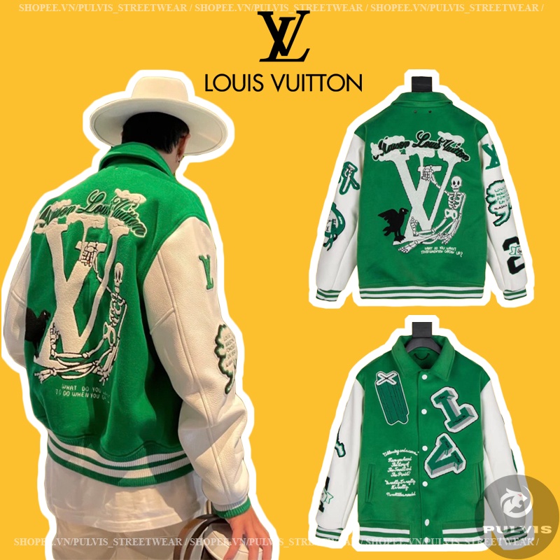 Louis Vuitton Varsity Leather Jacket Green Uomo - FW21 - IT