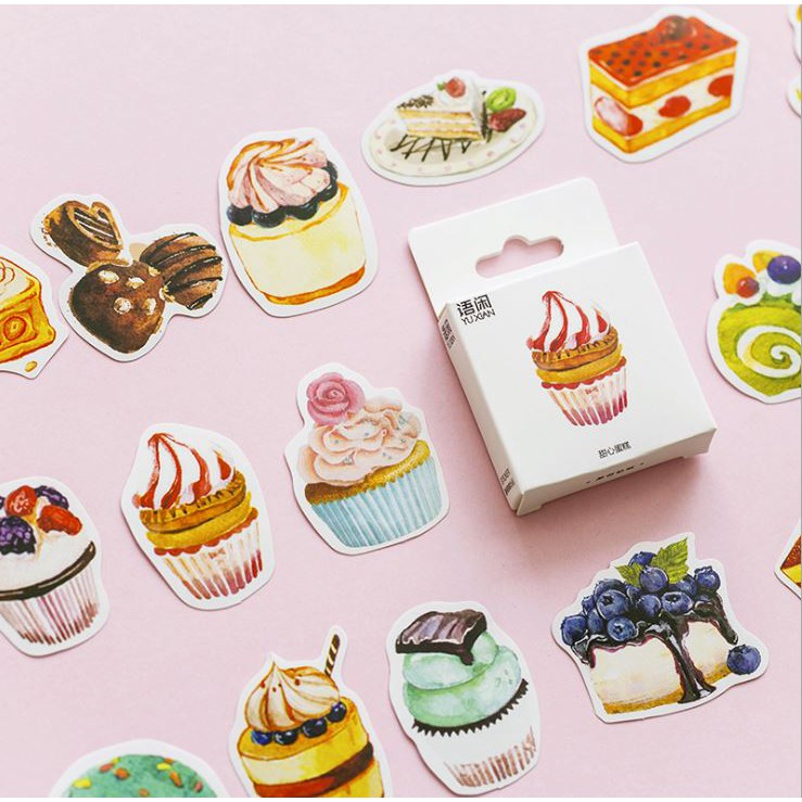 Hộp 50 Nhãn Dán Sticker Trang Trí Bánh Ngọt | Shopee Việt Nam