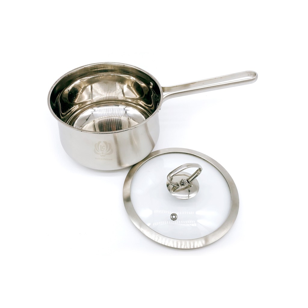 Ảnh Nồi nấu cháo bột cho bé inox 304 3 đáy nắp kính cao cấp HG Mart 16cm [Bảo Hành 12 Tháng] 3