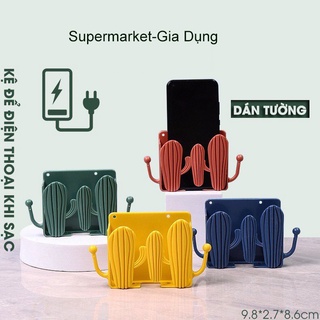 Kệ dán tường có tai để remote, Dán tường sạc điện thoại có móc treo 2 bên