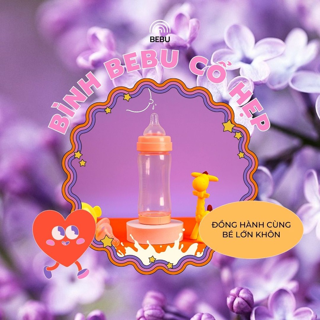 Mô tả Bình sữa cổ hẹp cho bé Bebu bằng nhựa Tritan kháng khuẩn (200ML) - 1