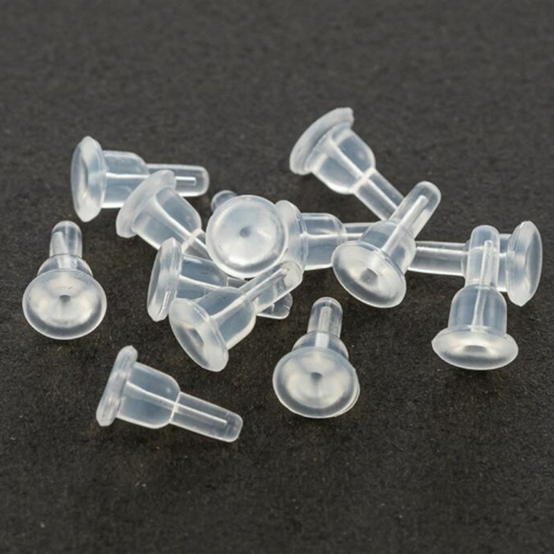Set 10 Nút Tai Bằng Cao Su Silicon Mềm Trong Suốt Không Gây Dị Ứng An Toàn Làm Khuyên Tai/Trang Sức DIY