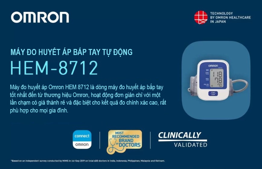 Mô tả Máy Đo Huyết Áp Bắp Tay Tự Động Omron HEM-8712 | Thương Hiệu Nhật Bản Bảo Hành 5 Năm - 2
