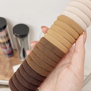 Dây buộc tóc 20 lon chiếc co dãn màu đen đựng trong ống trong suốt phong cách Hàn Quốc tiện dụng giá rẻ