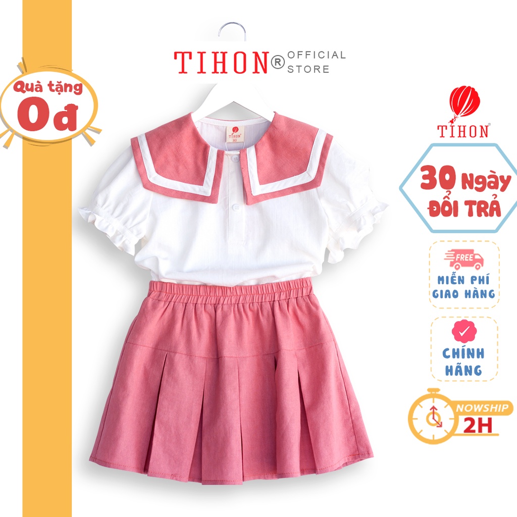 Sét áo váy bé gái TIHON bộ đồng phục bé gái SET0750101